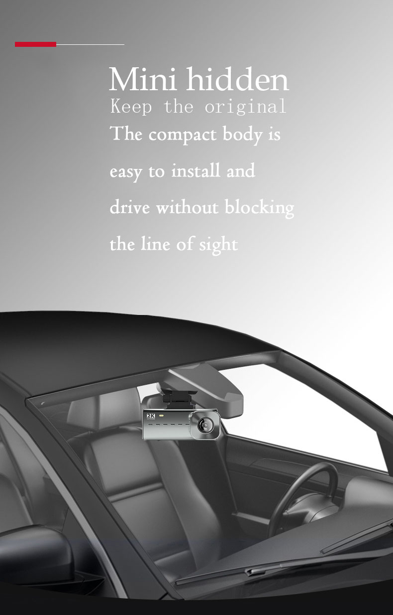 3.16 Inch 2K H265 Vehicle Blackbox DVR Full HD 1080p Parking Monitor
