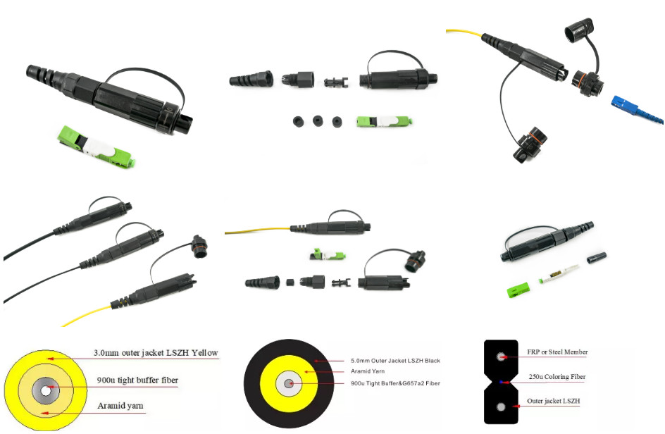 H Adapter LSZH Jacket G652D G657A Fibre Optic Cable Connector