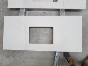 China Pure White Quartz Bathroom Vanity Tops Eased / Other Edge Optional wholesale