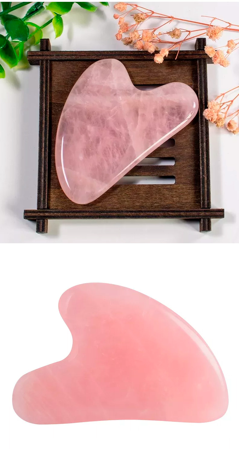 Heart Shaped Scraping Massage Tool Rose Quartz Pink Jade Stone