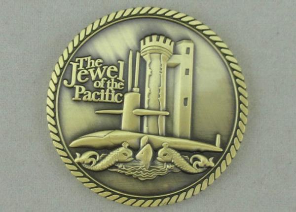 Zinc Alloy Die Casting Personalized Coins For Jewel Of The Pacific , Antique