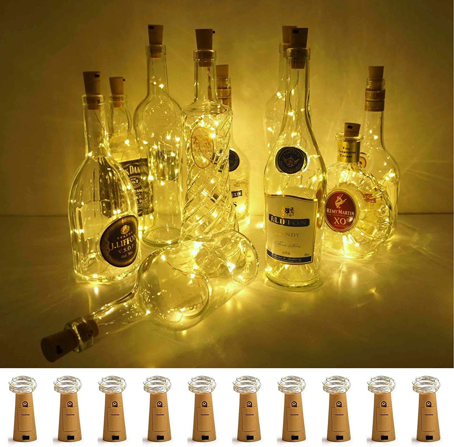 LoveNite Wine Bottle Lights with Cork, String Lights for DIY, Party, Decor, Christmas, Halloween,Wedding(Warm White)