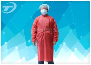 China Red / Green Nonwoven Disposable Surgical Gowns Elastic Cuff 16-80gsm wholesale