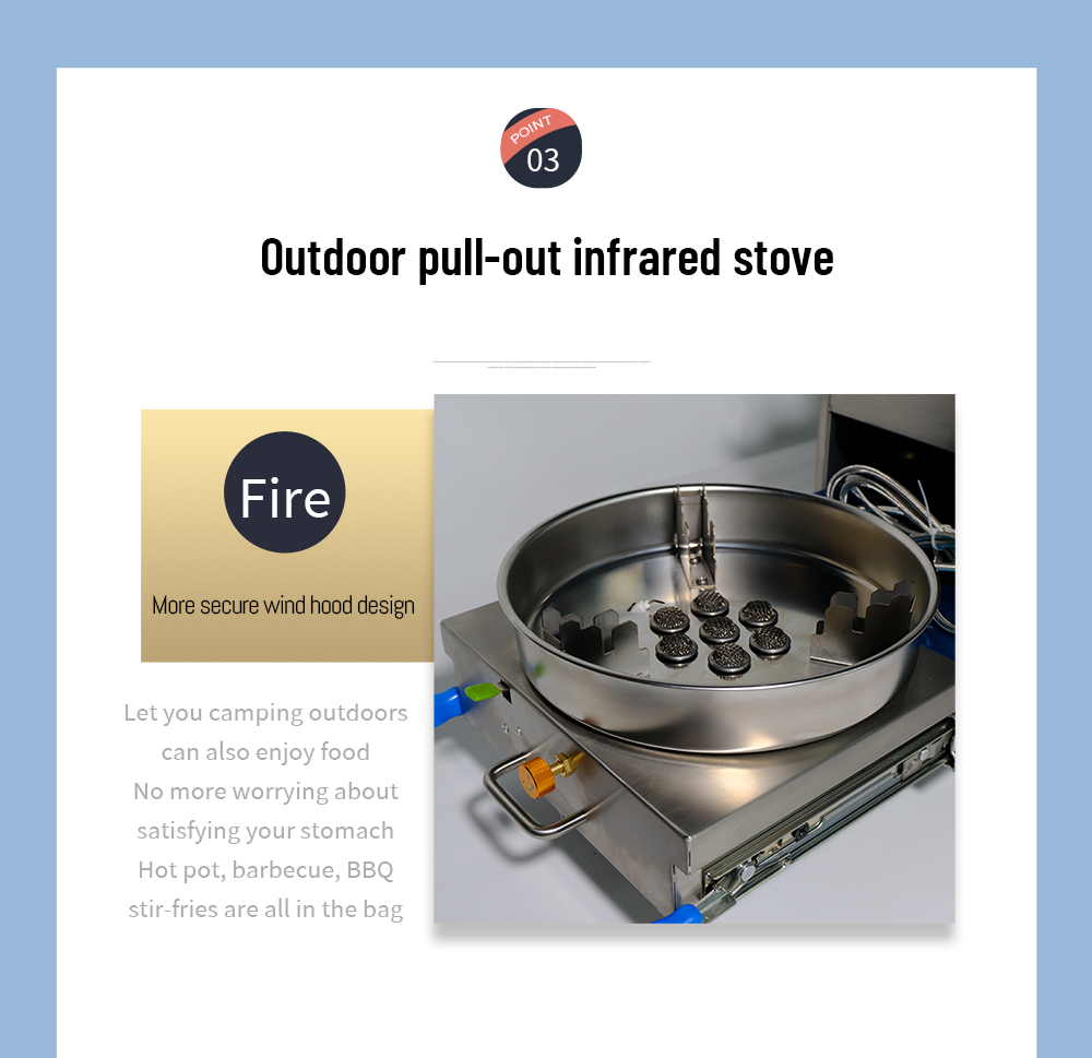 JP Portable stainless steel pull out gas stove for outdoor kitchen RV motorhome caravan