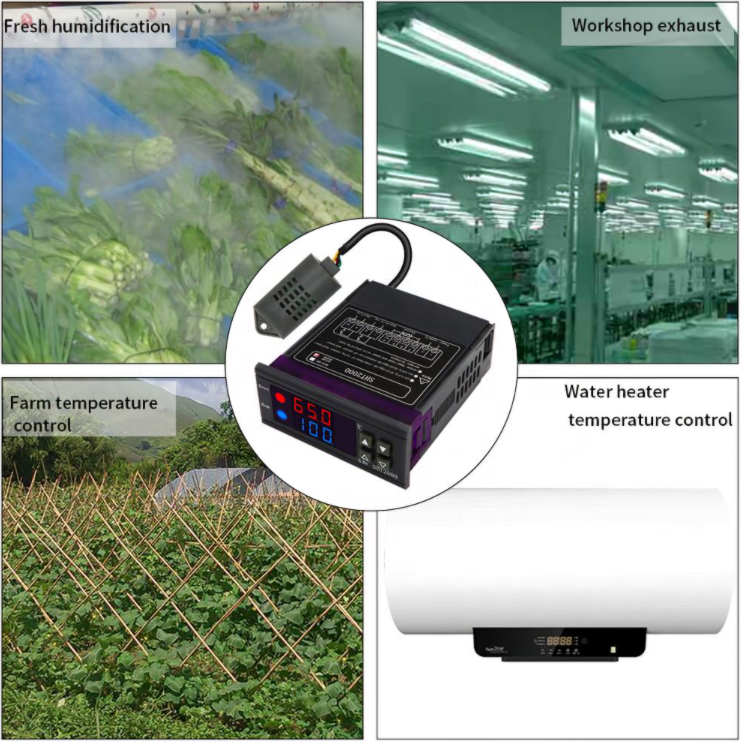 Dual Digital Temperature Humidity Controller AC 110V 220V Thermostat Humidistat Therometer Hygrometer