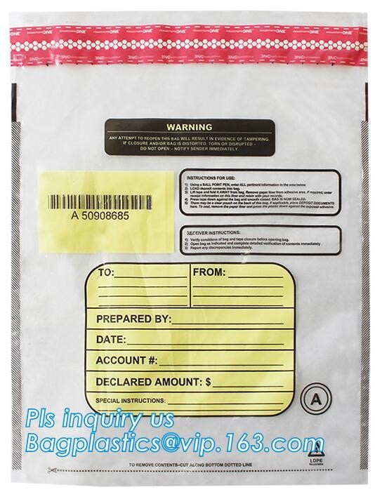 security deposit bags bank deposit bags cash deposit bags, general bank plastic deposit bags supply, Coin and Bank Note