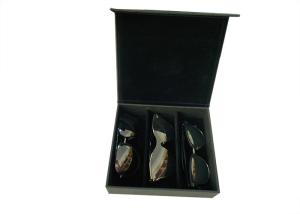 China 3 Slots Eyeglasses Display Box Recycled Paper / Wood / Velvet Material wholesale
