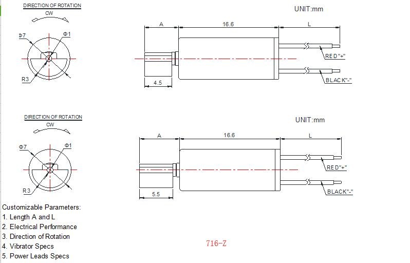 Micro DC Vibration Motor 7mm Diameter 1.5v 3v 3.7v Coreless DC Motor