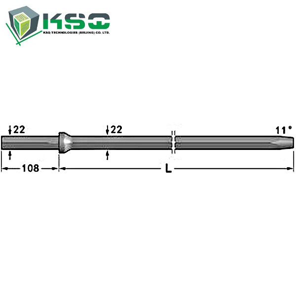 11° Hex Tapered Rod , Tungsten Carbide Material , Shank 22 X 108 Mm