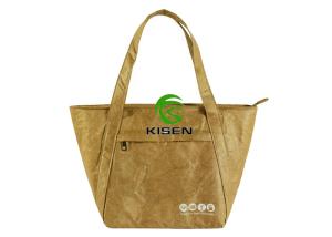 China Portable Waterproof Brown Paper Bags , Strong Washable Paper Tote Bags wholesale