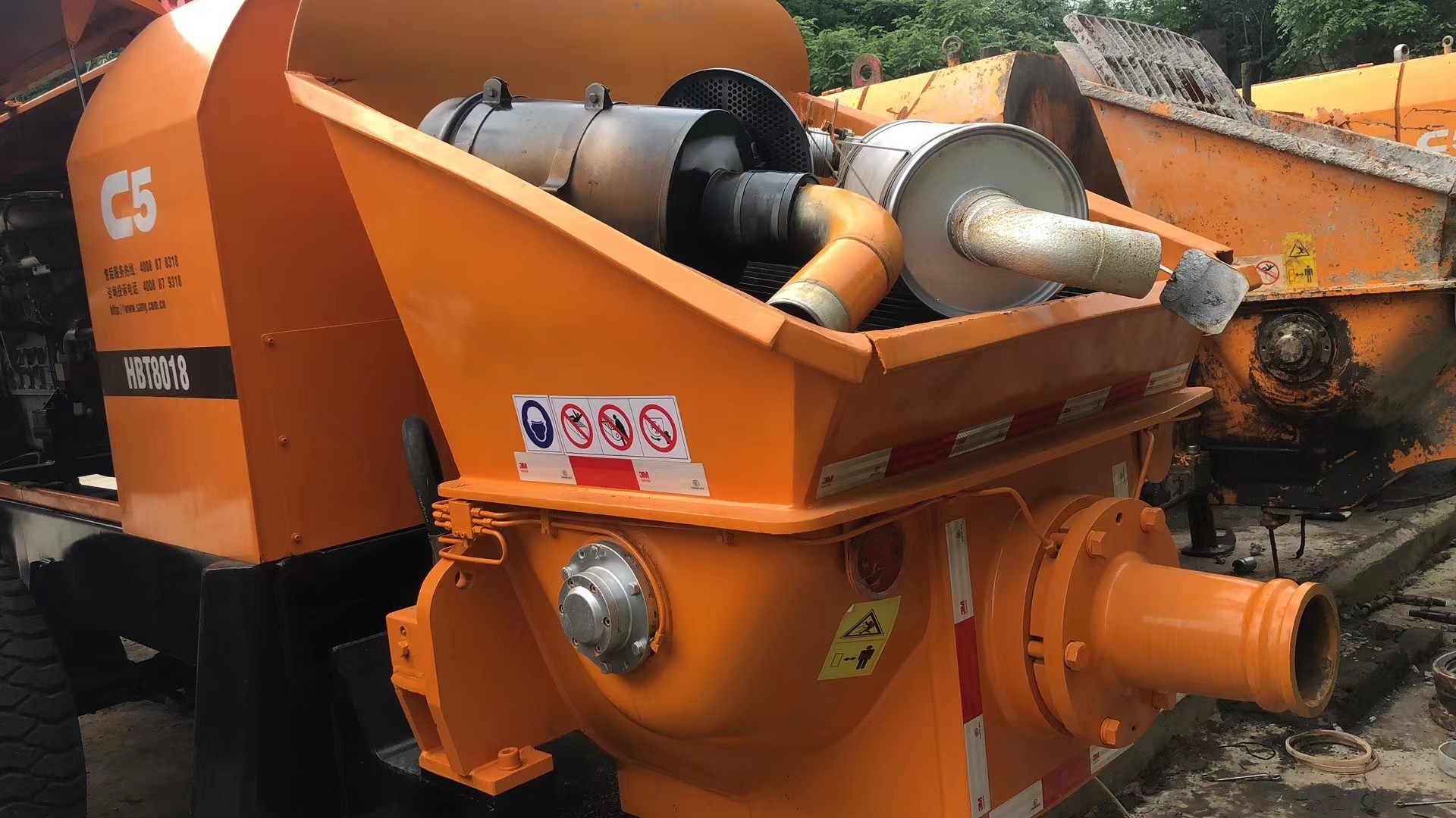 Diesel Electric Used Cement Pump Trailer HBT8018C-5D With 186 KW Power Rating