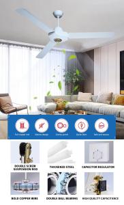 China 56 60 Inch 3 Blade Ceiling Fan Light , Modern Chandelier Ceiling Fans With Lights wholesale