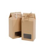Eco Friendly Tea Food Packaging Box With Window Rope Handle