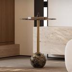 Black Marble Top Side Table Stainless Steel End Table With Metal Base