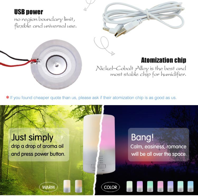 Desktop 70ml USB Essential Oil Aroma Diffuser With LED Light