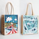 Customized Natural Burlap Printed Jute Bags Grocery Shopping Bags