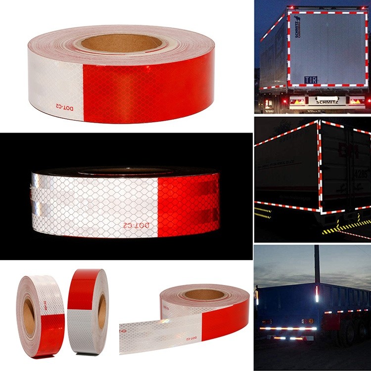 Trailer Reflective Tape Outdoor DOT C2 Reflector Tape 2 Inch X 150 Feet Waterproof White and Red