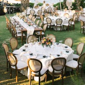 China Hall Wedding Banquet Chairs For Rental Round Cane Back Wooden Louis 50x55x91cm wholesale