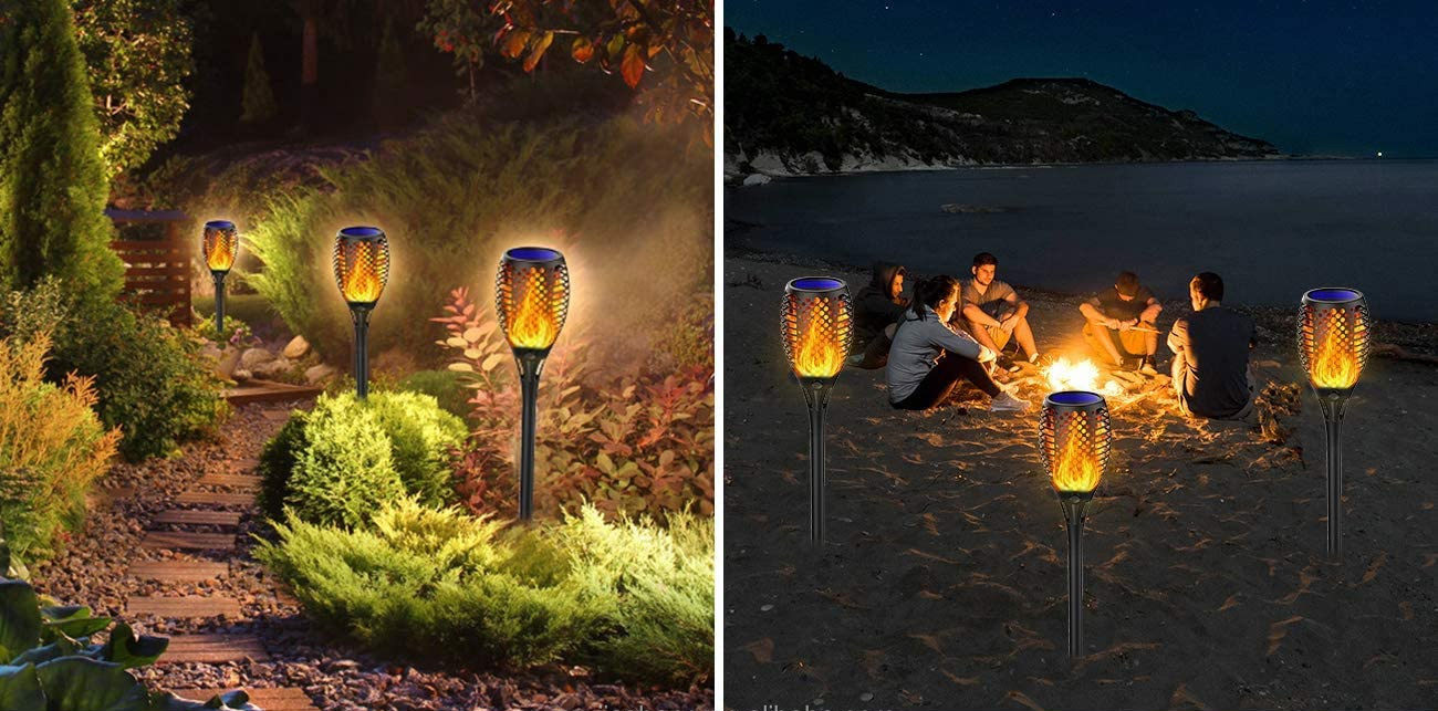IP65 Waterproof Solar Flame Torch Light 2700K Soft Warm White