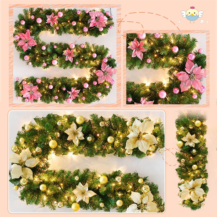Eco Friendly Artificial Christmas Tree Garland Rattan Holiday Home Decor