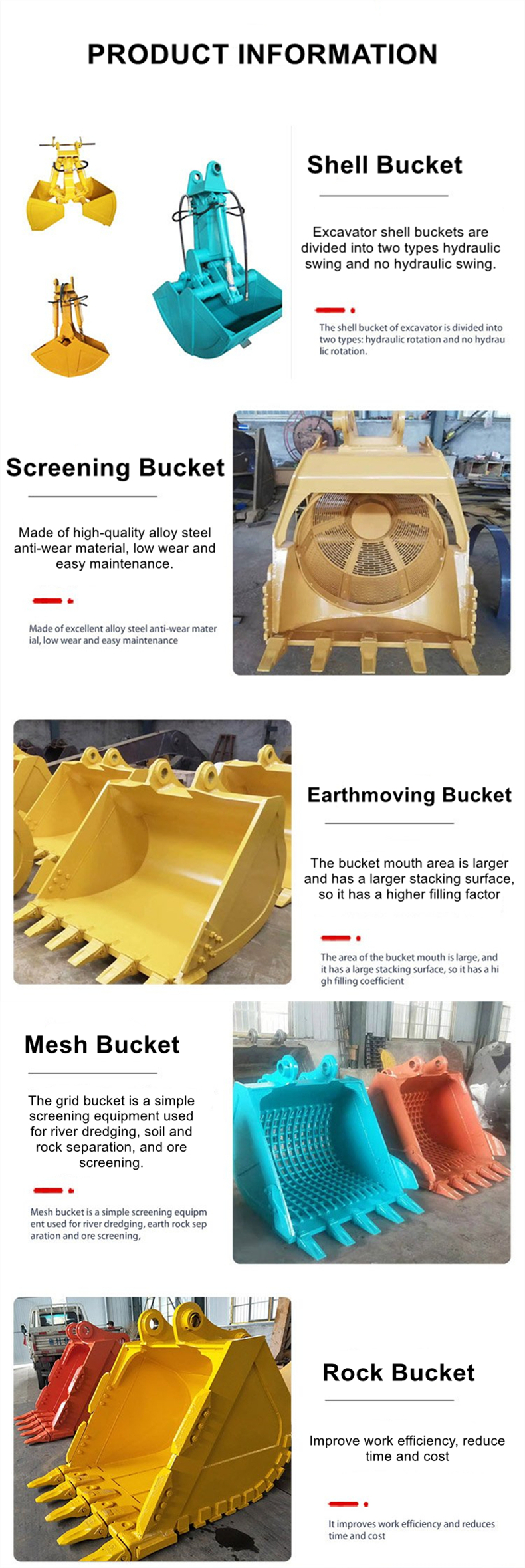EC55B Excavator Rock Bucket Q355B Heavy Duty Excavator Bucket For Digging mud