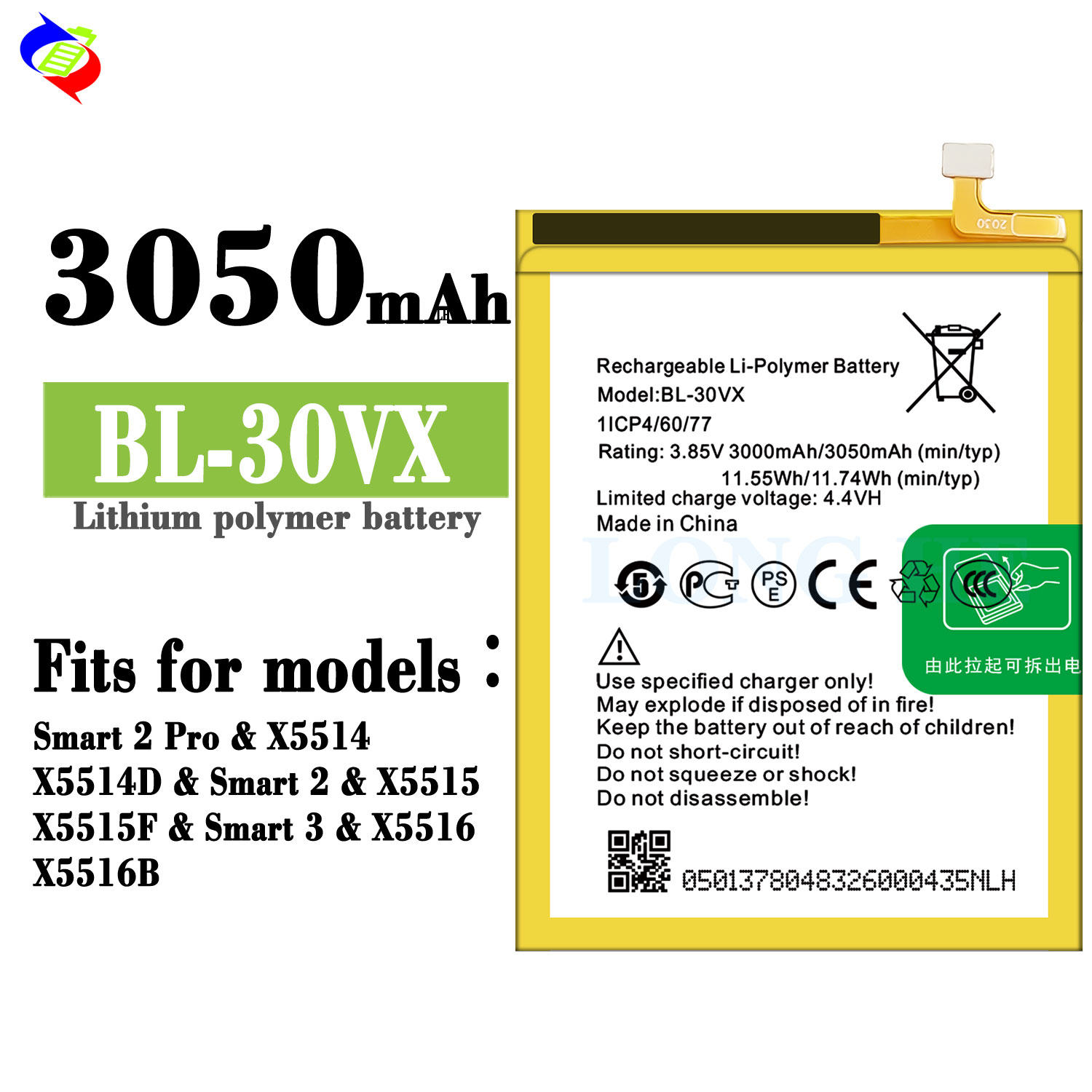 3000mAh BL-30VX X5514 Smart2 Pro Mobile Phone Battery for Infinix Rechargeable Batteries