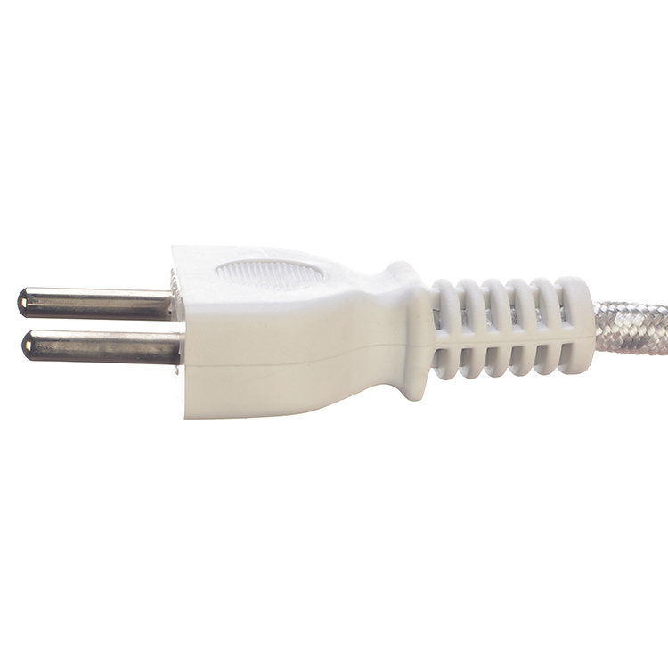 2 Pins Power Cord in Pakistan Karachi Braided Wire Cable for Iron 1.8m White End Treatment Heat Shrink Tube and Glass Fiber Tube