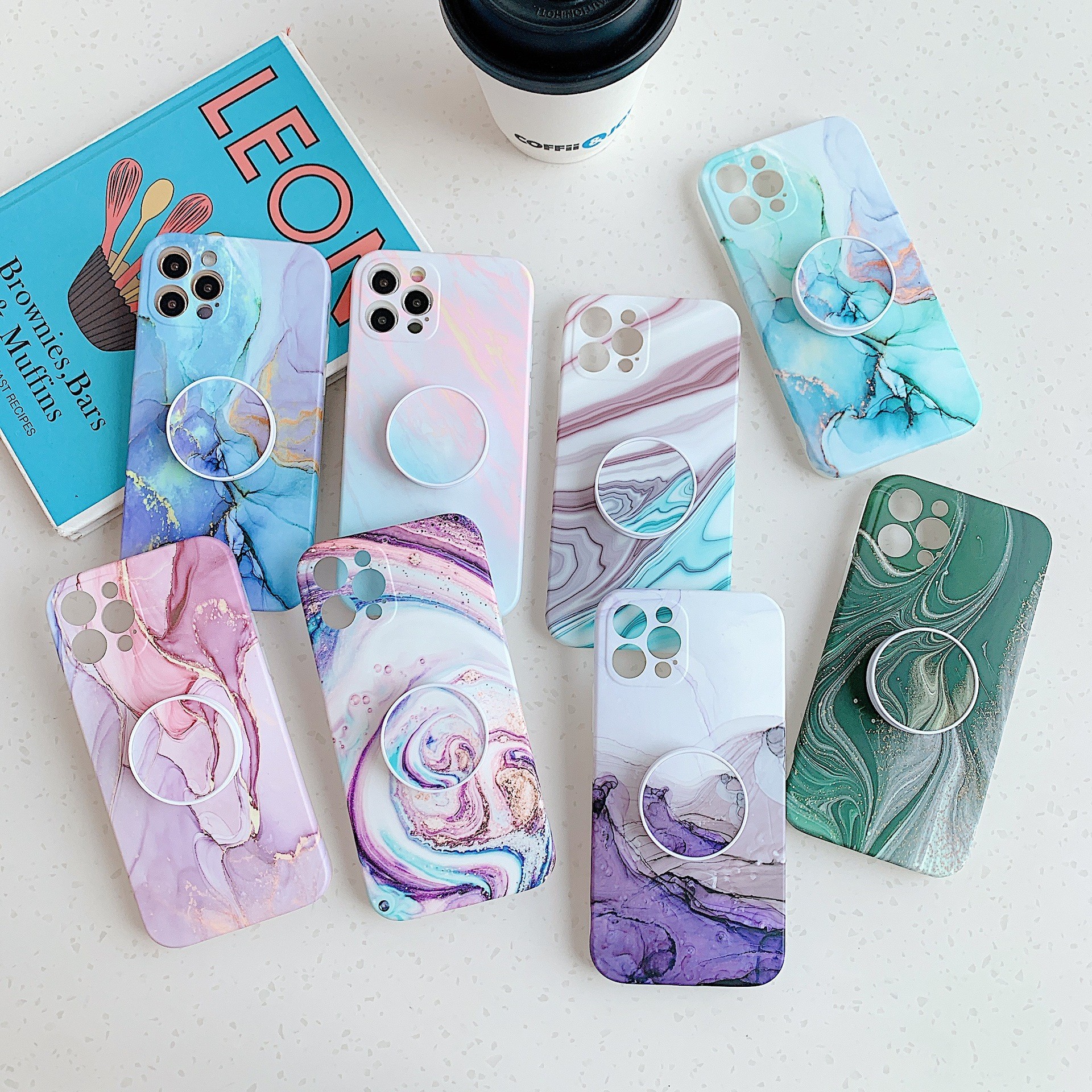 Marble Geography Back Phone Cover , Pop Up Phone Cases With Stand Bracket