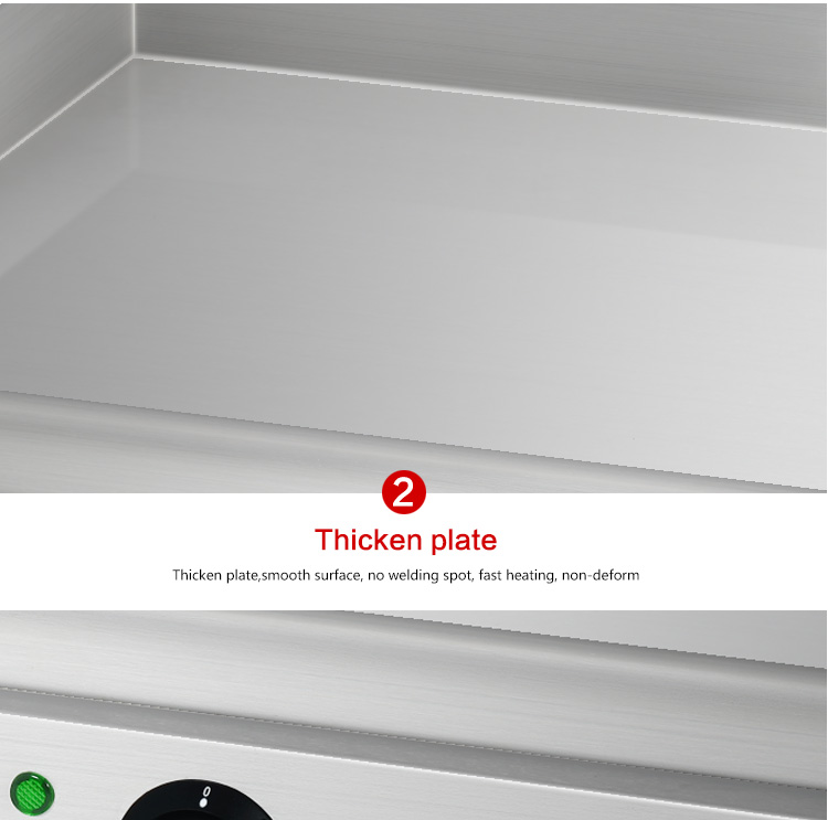 Dual Temperature Control Knobs Electric Flat Plate Griddle for Restaurant Kitchen