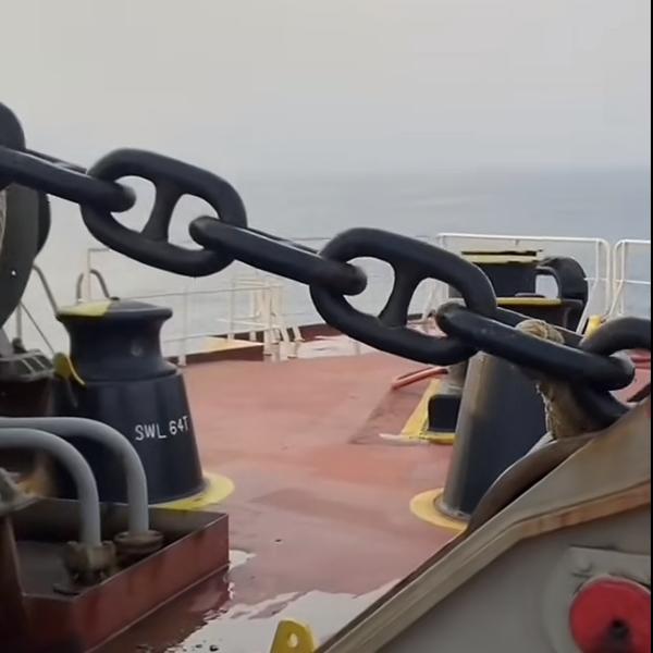 130mm Anchor Chains Grade 3 High Strength Alloy Steel Spray Paint Stud Link