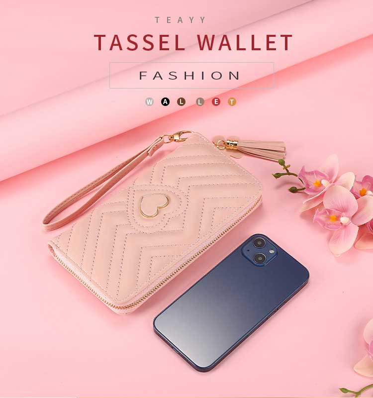 Fashion Style Long Wallets for Women PU Leather Tassel Coin Purse Card Holder Clutch