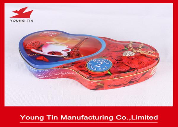 Double heart shaped Metal Coffee Tins Logo Printed and Embossed 242 x 132 x 40