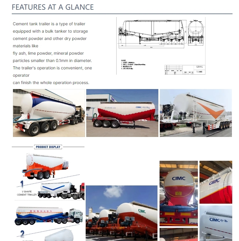 CIMC Latest Design Of High Strength Three Axis Cement Bulk Powder Tank Trailer