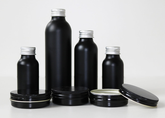 Black Aluminum 100ml Custom Cosmetic Bottles For Hair Wax Lotion