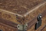 Large Leather Square Storage Trunk , Bedroom Storage Trunk Chest Copper Lock