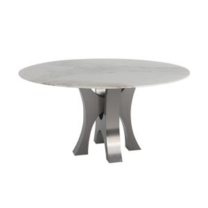 China Round Luxury Marble Dining Table Stainless Steel Solid Marble Dining Table wholesale