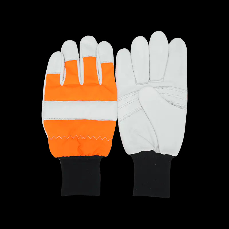 Cowhide Leather Cut Resistant Chain Saw Work Gloves, chain saw leather glove, chain saw cowhide leather glove