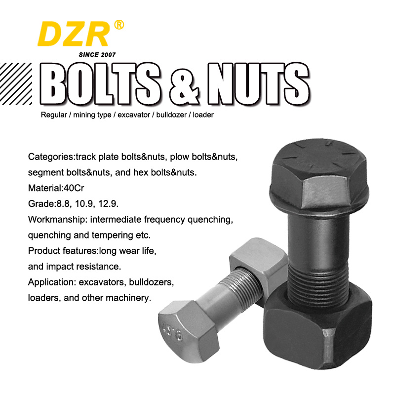 2346681 High Hardness HRC38-42 Black 40Cr 12.9 Grade Excavator and Bulldozer Knife Ang Track Shoe Bolt