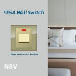 AC Controller Electrical Wall Switch 45A 250V Glass / Aluminum