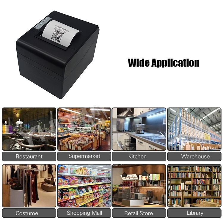 Black 80mm POS Printer 260mm/Sec USB Thermal Receipt Printer