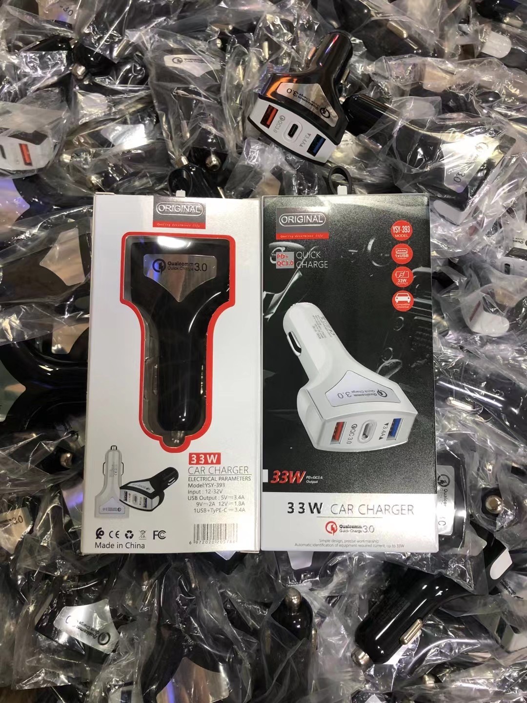 QC3.0 Type C 3 Port USB Car Charger 20W Plug In For Mobile Phone