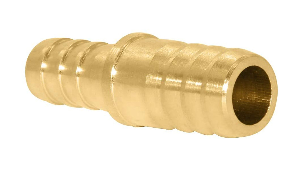 1/2" To 3/8" ID Brass Hose Barb Reducer , CNC Barb Fitting Reducer