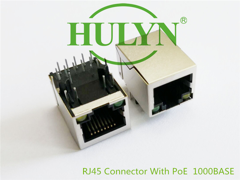 Single Port Tab Up UPOE Rj45 Poe Magjack 1000Base T 90 ° Right Angle L=21.3