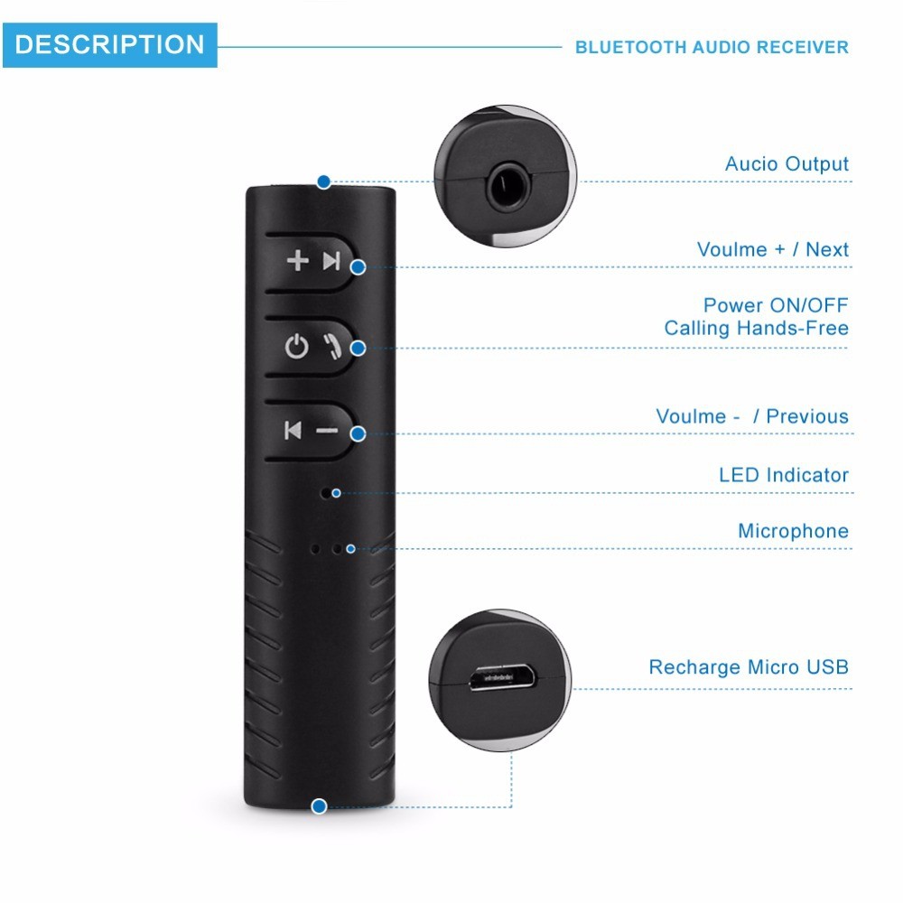 Newest car bluetooth receiver 3.5 mm DC handsfree calling aux car kit speaker OEM order welcomed for iPhoneX 7plus