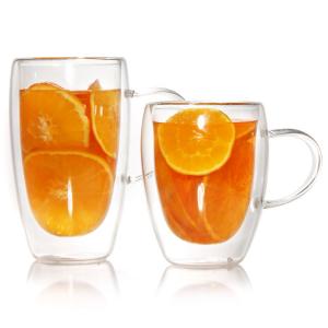 China Customized Double Wall Glass Juice Latte Cup 450ml 600ml wholesale