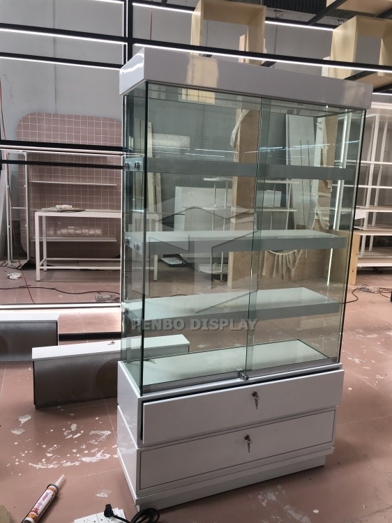 12pcs Drawers Glass Mobile Phone Display Showcase 1200x2400mm With LED Light