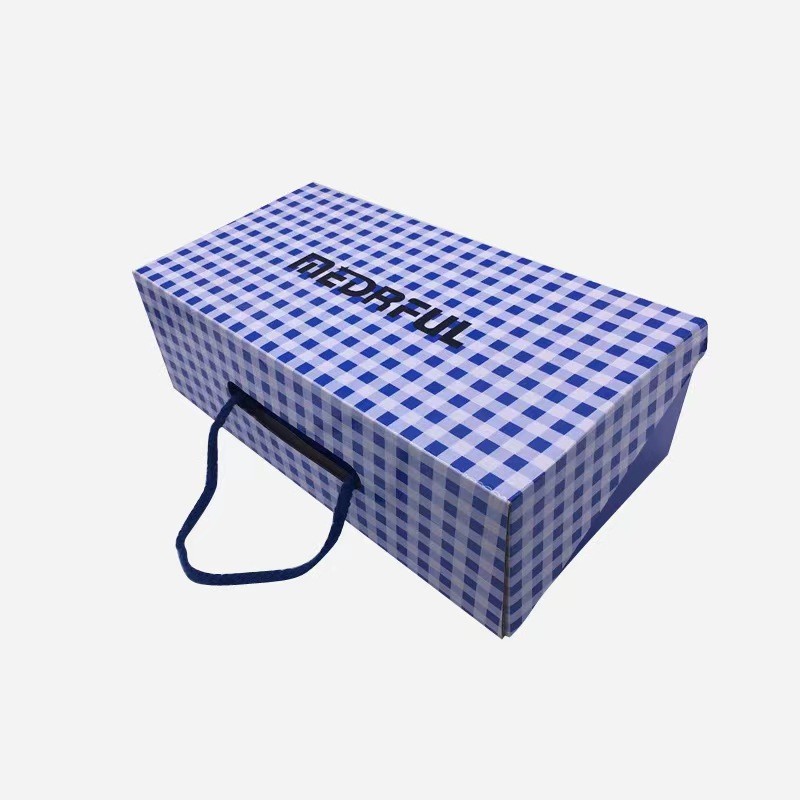 Cardboard Shoe Storage Boxes Corrugated Shoe Boxes with Rope Handle China Manufacturer Supplier