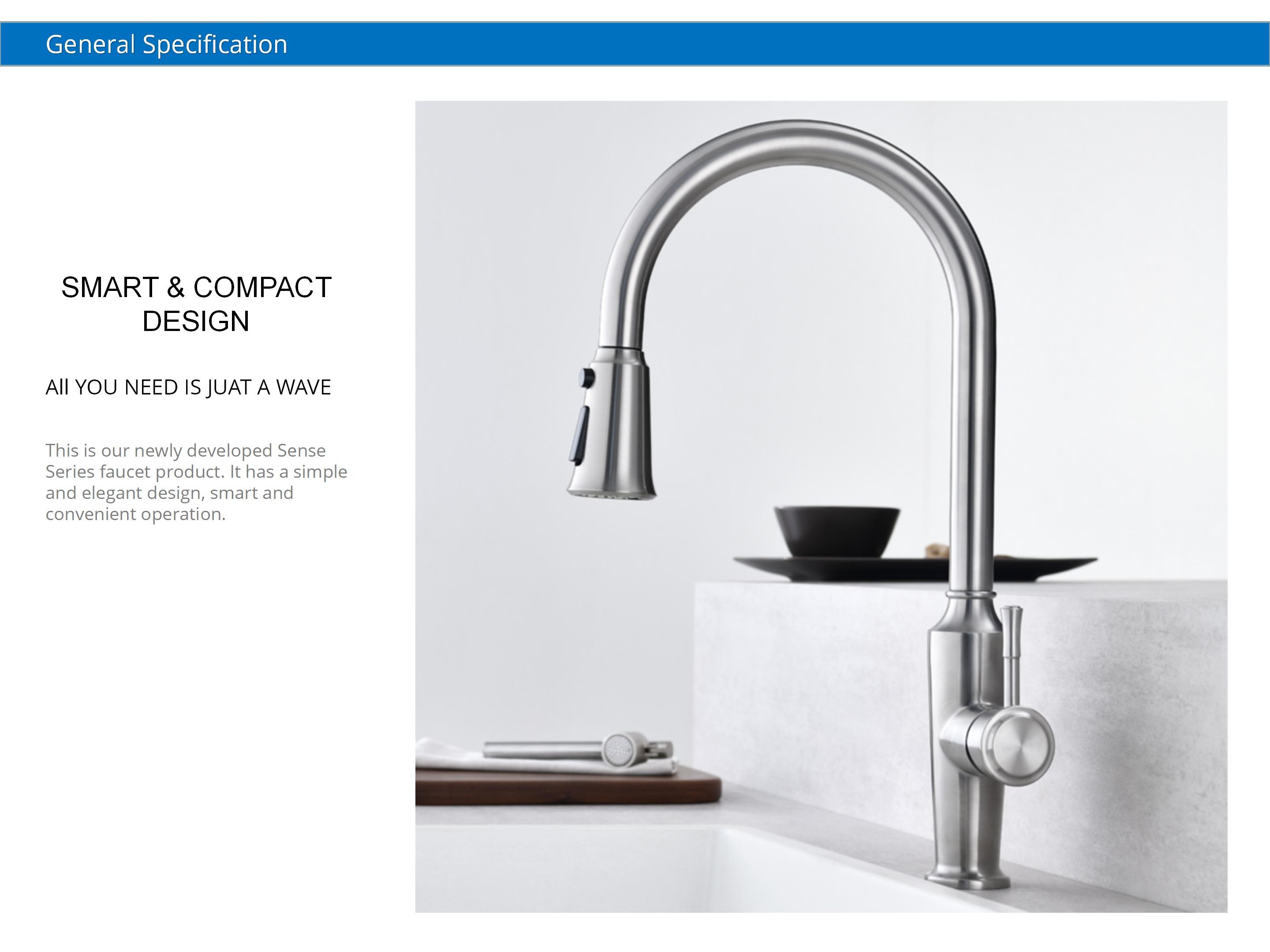 Wave Sensor Flexible Kitchen Faucet Mixer Gooseneck Water Faucet DC4.5-6.5V