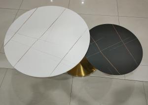 China 80cm 55cm Rotating Stainless Steel Marble Coffee Table wholesale