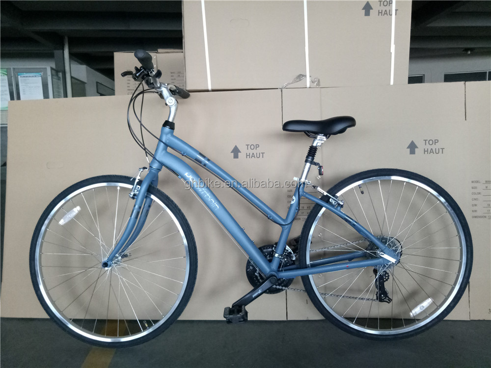 Customize Aluminum Frame 21S Women's Urban Bike Fitness Bikes Hybrid Bicycle for Adult